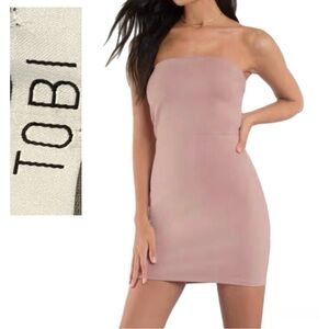 TOBI Sophie Strapless Bodycon New Preppy Mini Dress Rose Size Medium